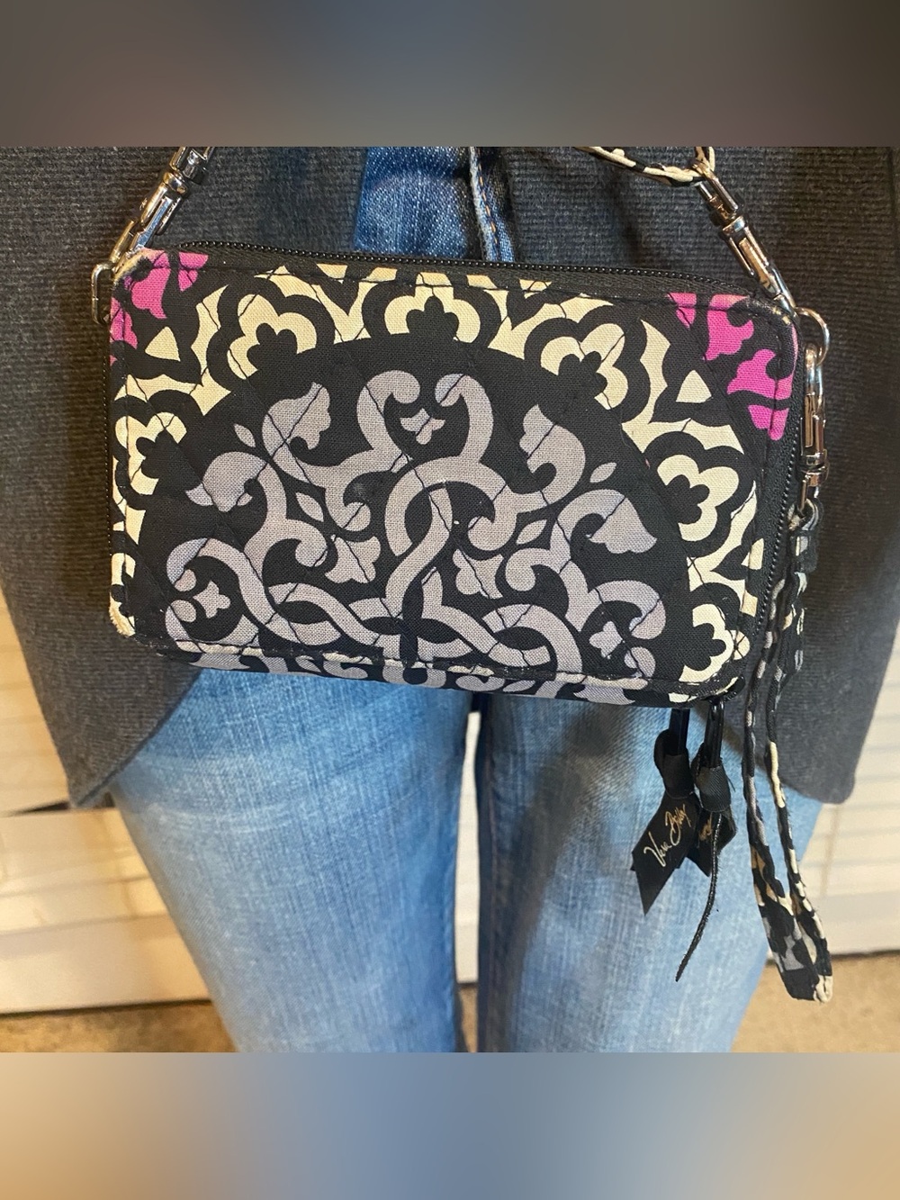 Vera Bradley All In One Crossbody Convertible Wristlet Wallet Canterbury Magenta